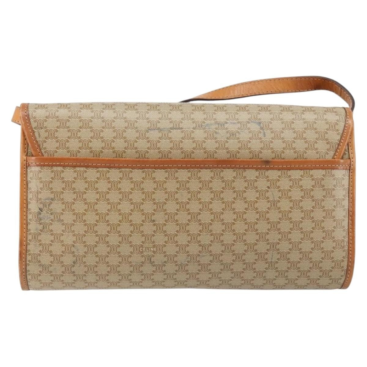 Celine Vintage Macadam Canvas And Leather Beige Canvas Shoulder Bag Bag (Pre-Owned)