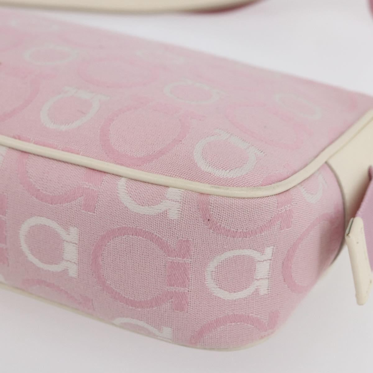 Salvatore Ferragamo Gancini Canvas Pink Canvas Shoulder Bag Bag (Pre-Owned)