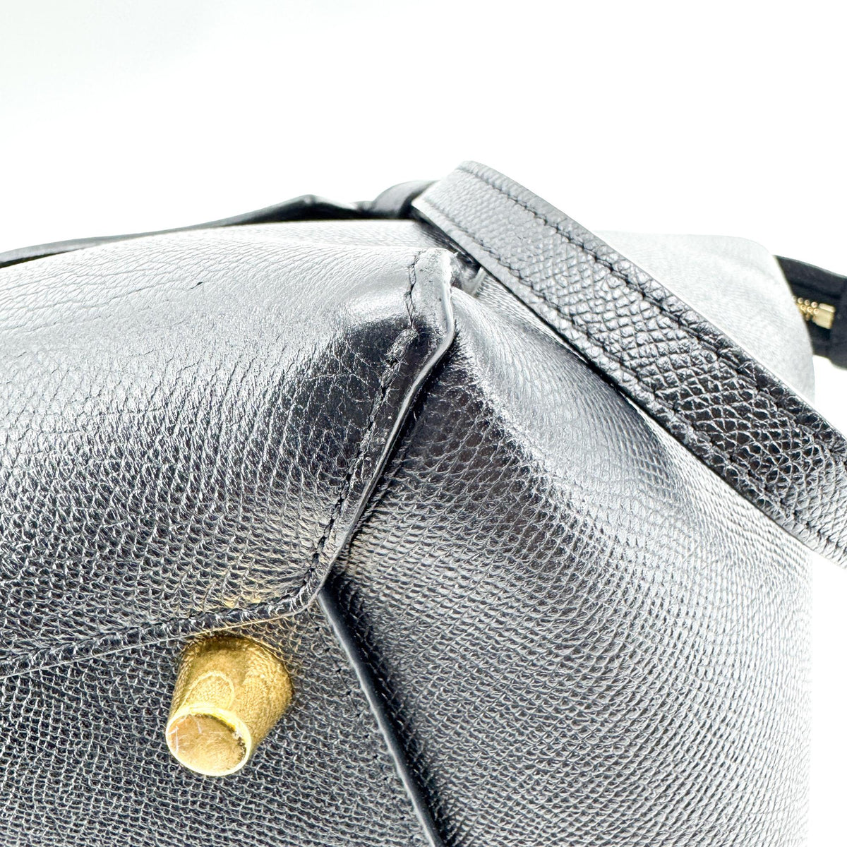 Celine Belt Calfskin Black Leather Handbag (Pre-Owned)
