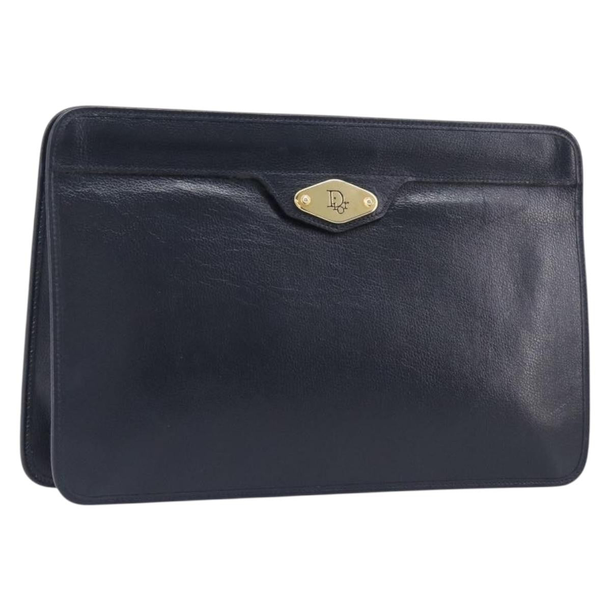 Christian Dior Homme Logo Clutch Leather Navy Leather Clutche & Pouche Bag (Pre-Owned)