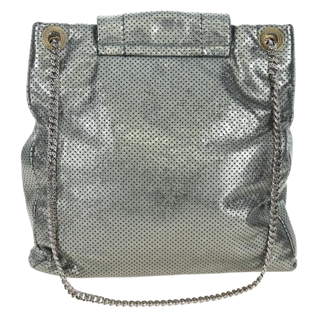 Chanel Drill Perforated Leather Silver Leather Tote Bag Bag (Pre-Owned)