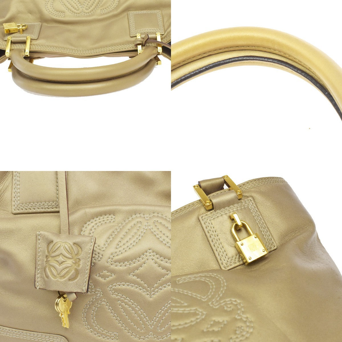 Loewe Anagram Leather Gold Leather Tote Bag Bag (Pre-Owned)