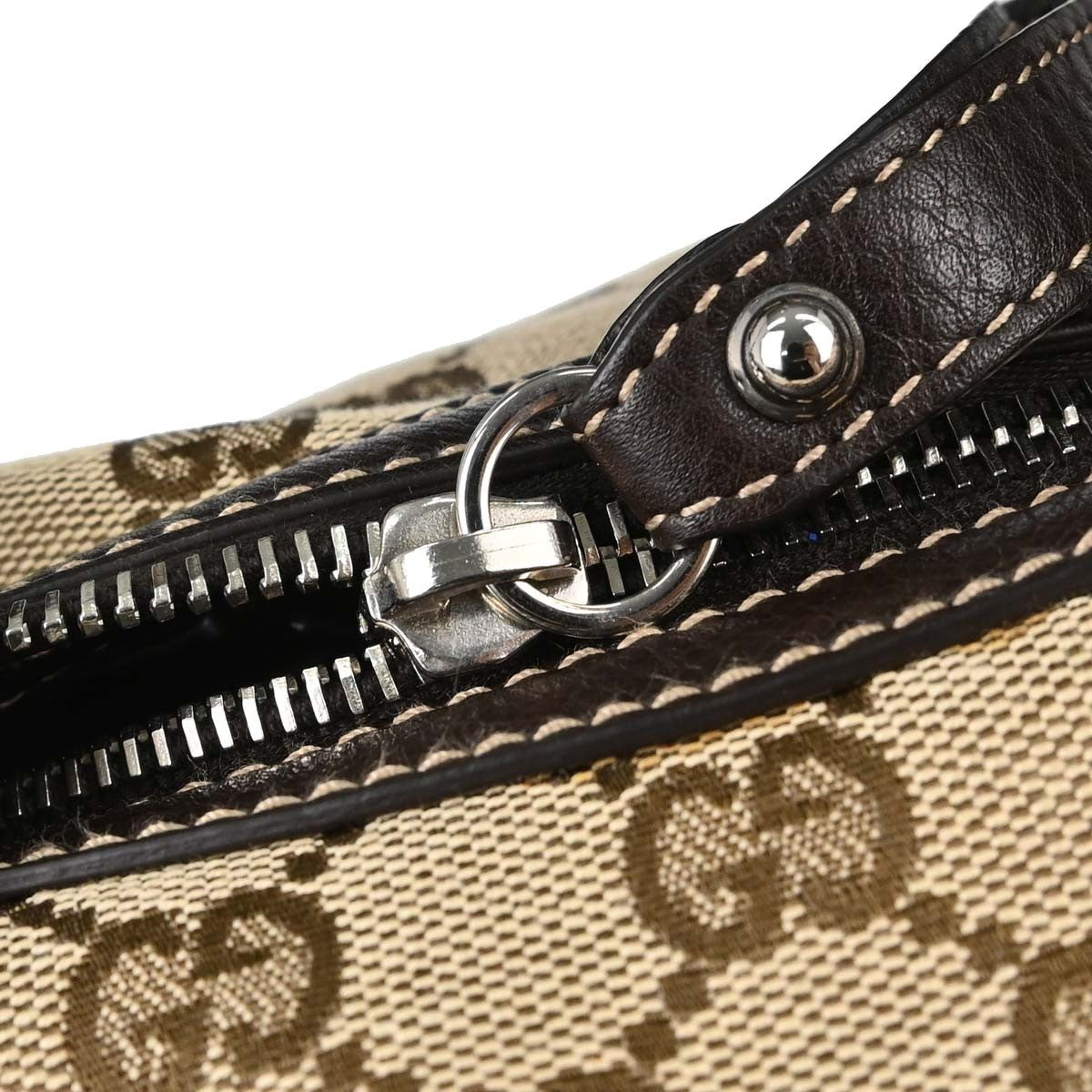 Gucci Horsebit Hobo Gg Canvas Beige Canvas Shoulder Bag Bag (Pre-Owned)
