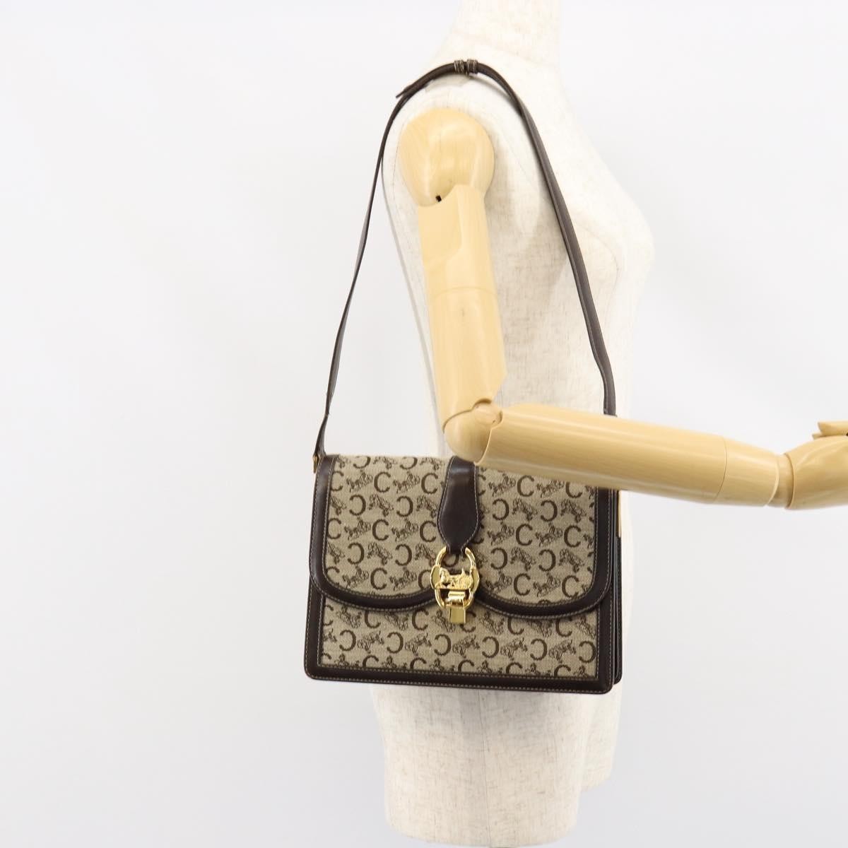 Celine C Sulky Canvas And Leather Brown Canvas Shoulder Bag Bag (Pre-Owned)