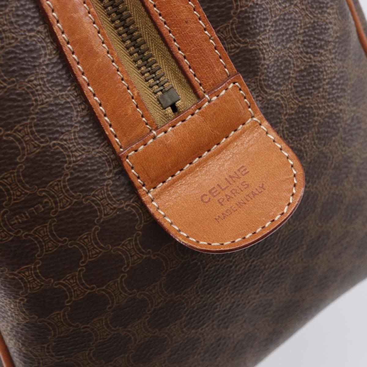 Celine Vintage Duffle Macadam Coated Canvas Brown Pvc Handbag (Pre-Owned)