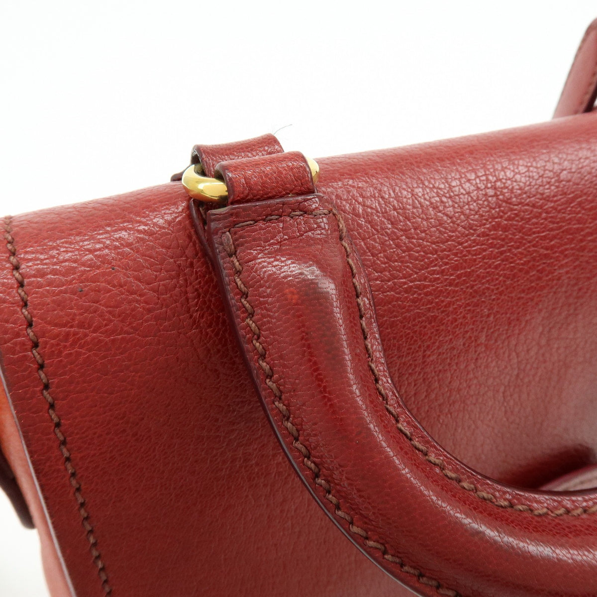 Miu Miu Madras Top Handle Leather Red Leather Handbag (Pre-Owned)