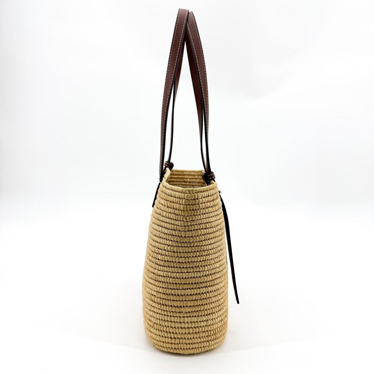 Loewe Square Basket Woven Raffia And Leather Brown Wicker Tote Bag Bag (Pre-Owned)