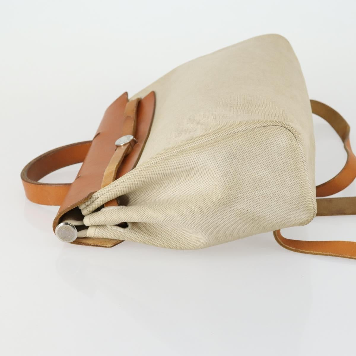 Hermes Herbag A Dos Toile Beige Canvas Backpack Bag (Pre-Owned)