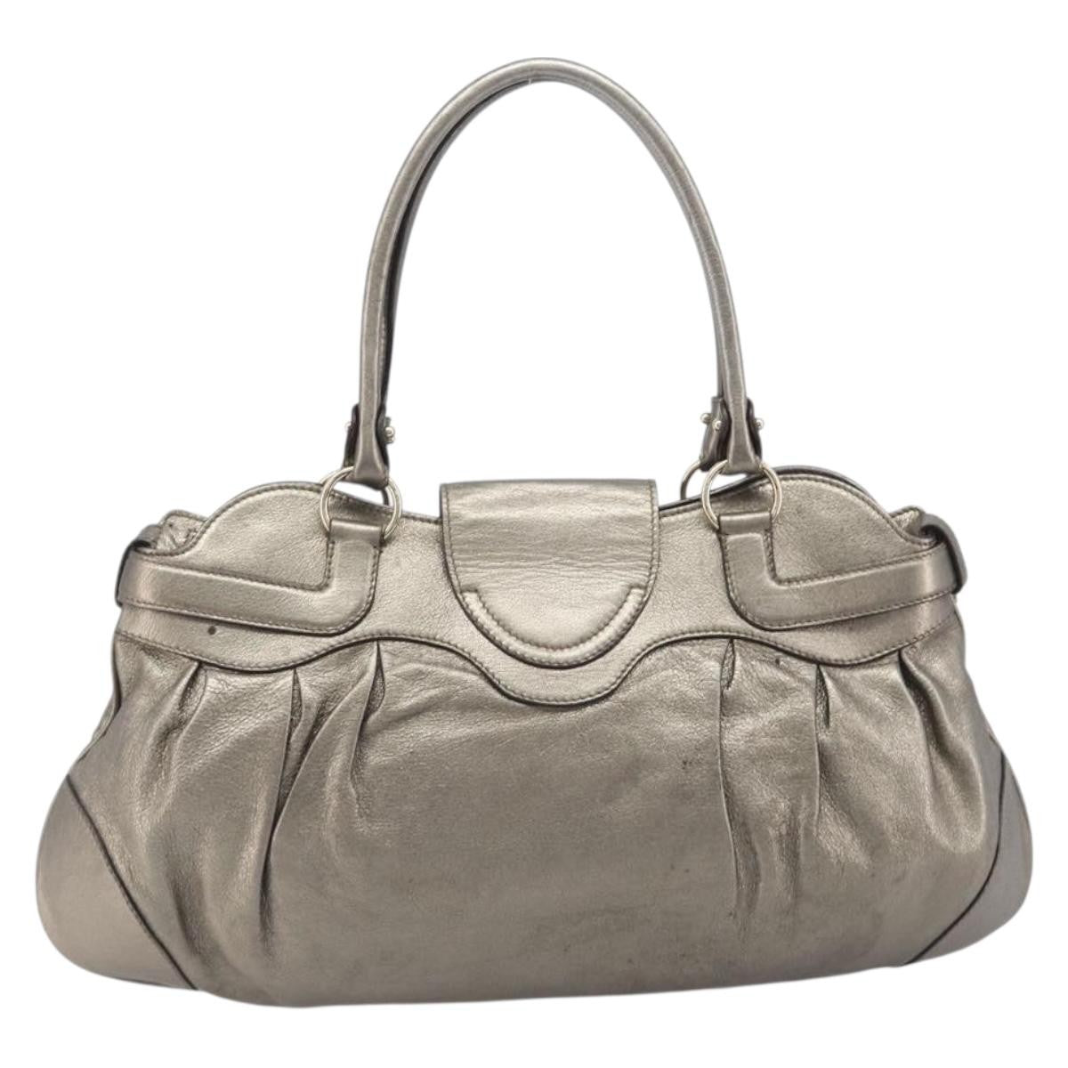 Salvatore Ferragamo Vintage Gancini Top Handle Leather Gold Leather Handbag (Pre-Owned)