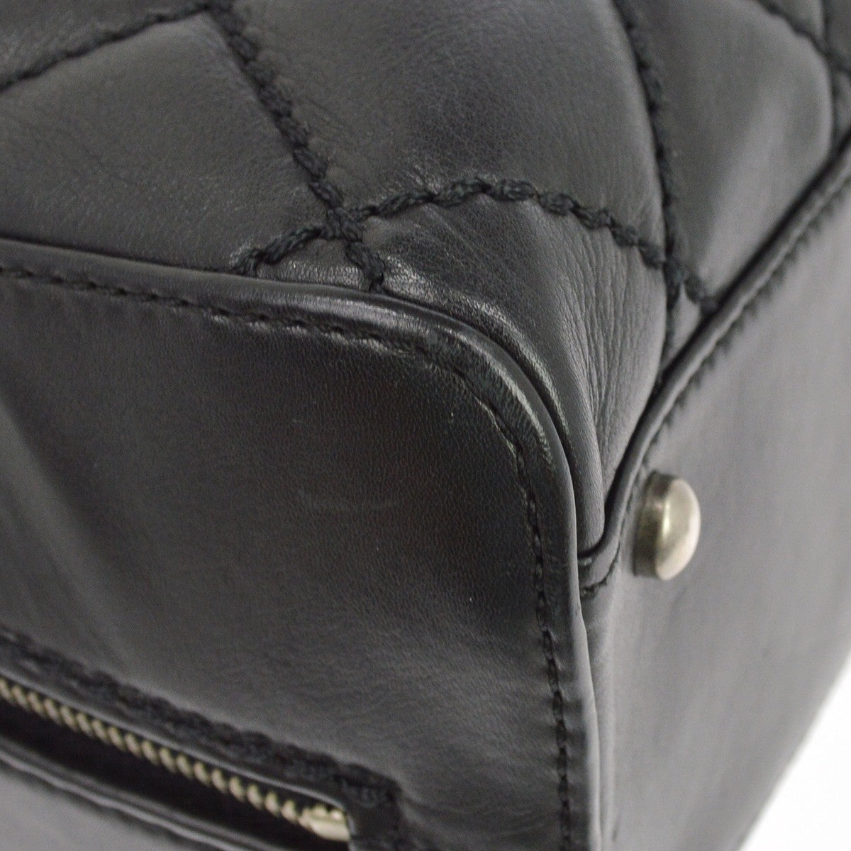 Chanel Wild Stitch Handbag Quilted Calfskin Black Leather Shoulder Bag Bag (Pre-Owned)