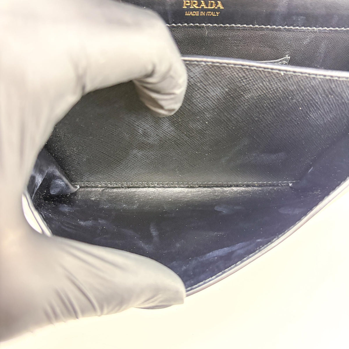 Prada Envelope Clutch Saffiano Leather Black Leather Clutche & Pouche Bag (Pre-Owned)