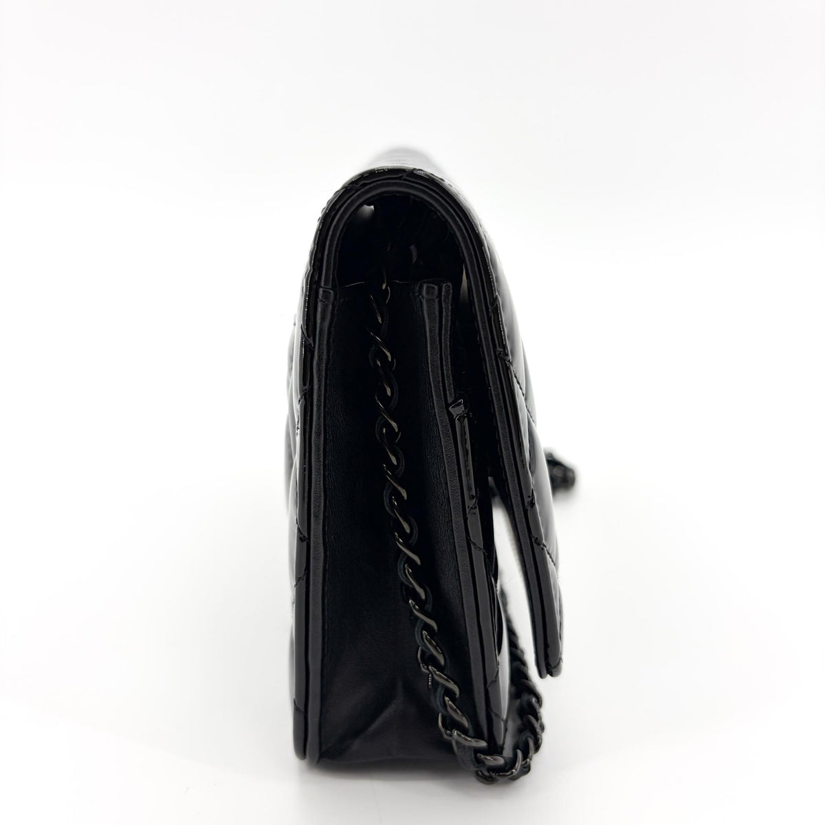 Chanel So Black Wallet On Chain Quilted Patent Black Patent_Leather Crossbody Bag Bag (Pre-Owned)