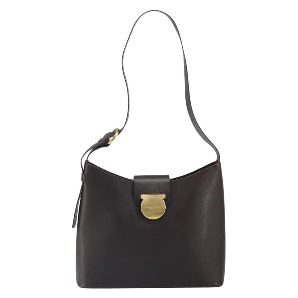 Salvatore Ferragamo Shoulder Bag Leather Brown Leather Shoulder Bag Bag (Pre-Owned)