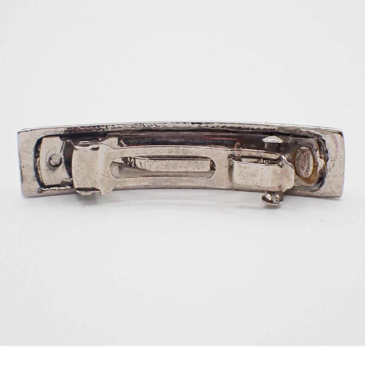 Chanel Logo Hair Barrette Metal Silver Metal Head Accessory Accessory (Pre-Owned)