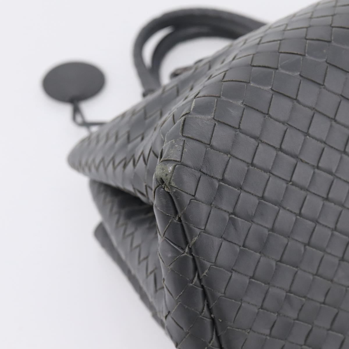 Bottega Veneta Roma Intrecciato Nappa Gray Leather Handbag (Pre-Owned)