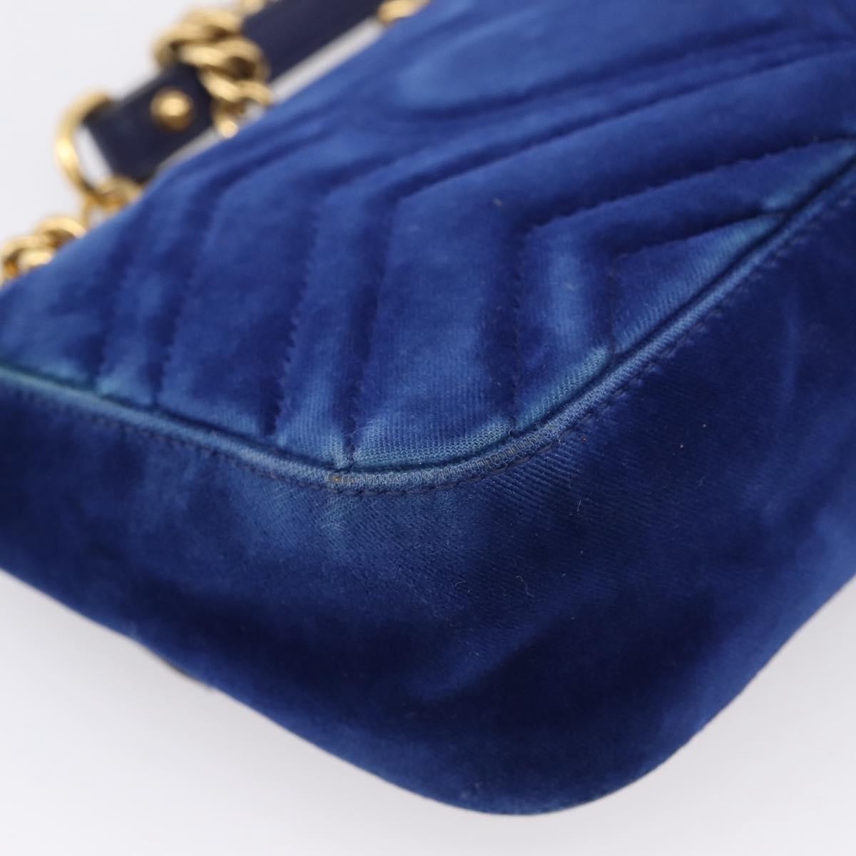 Gucci Gg Marmont Matelassé Velvet Blue Velvet Shoulder Bag Bag (Pre-Owned)