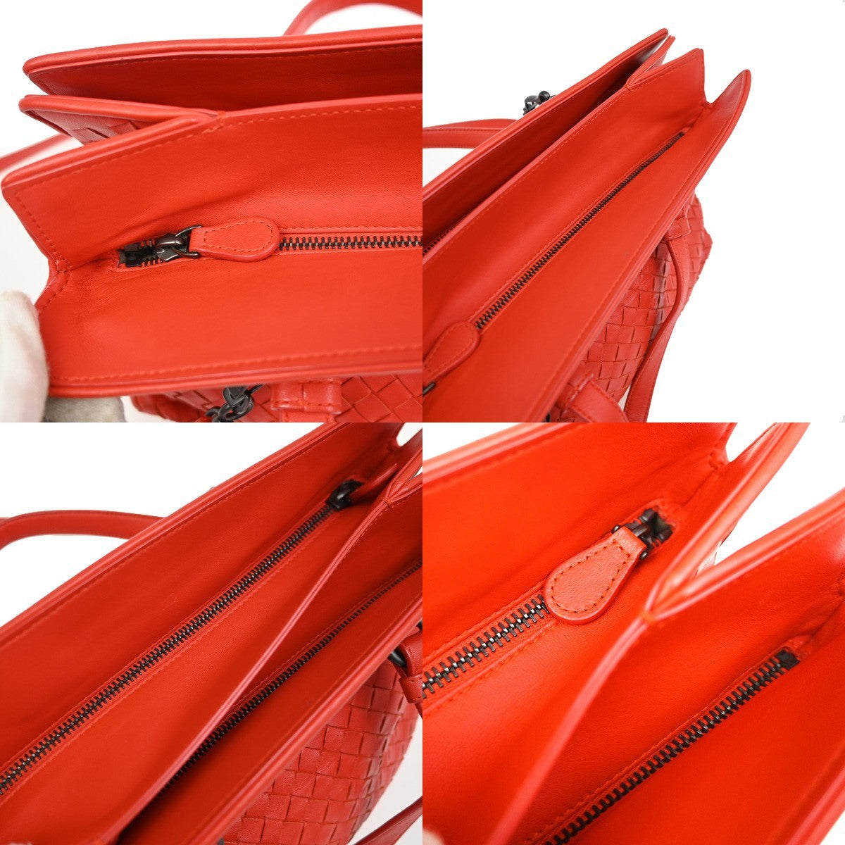 Bottega Veneta 2-Pocket Convertible Intrecciato Nappa Red Leather Tote Bag Bag (Pre-Owned)