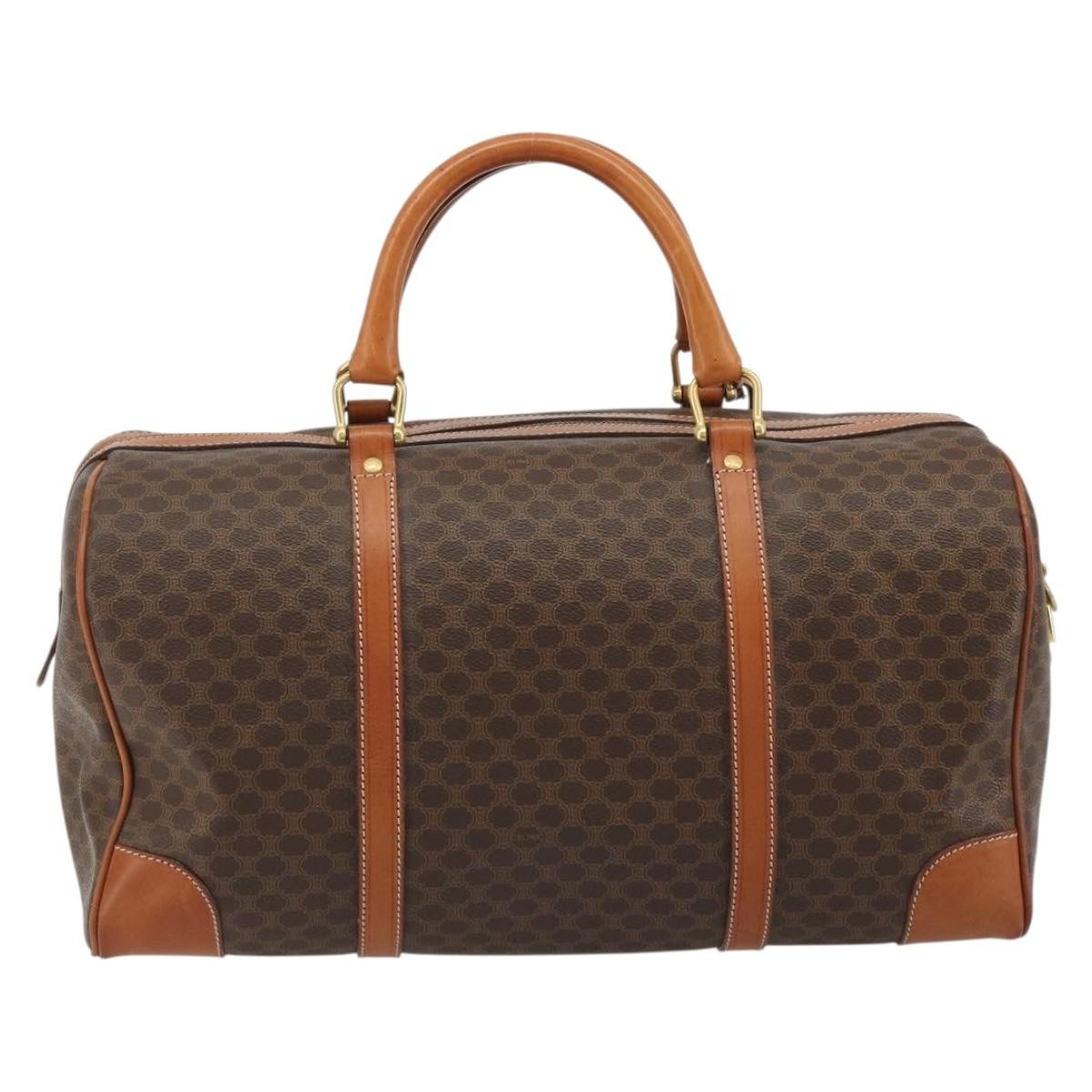 Celine Vintage Duffle Macadam Coated Canvas Brown Canvas Handbag (Pre-Owned)