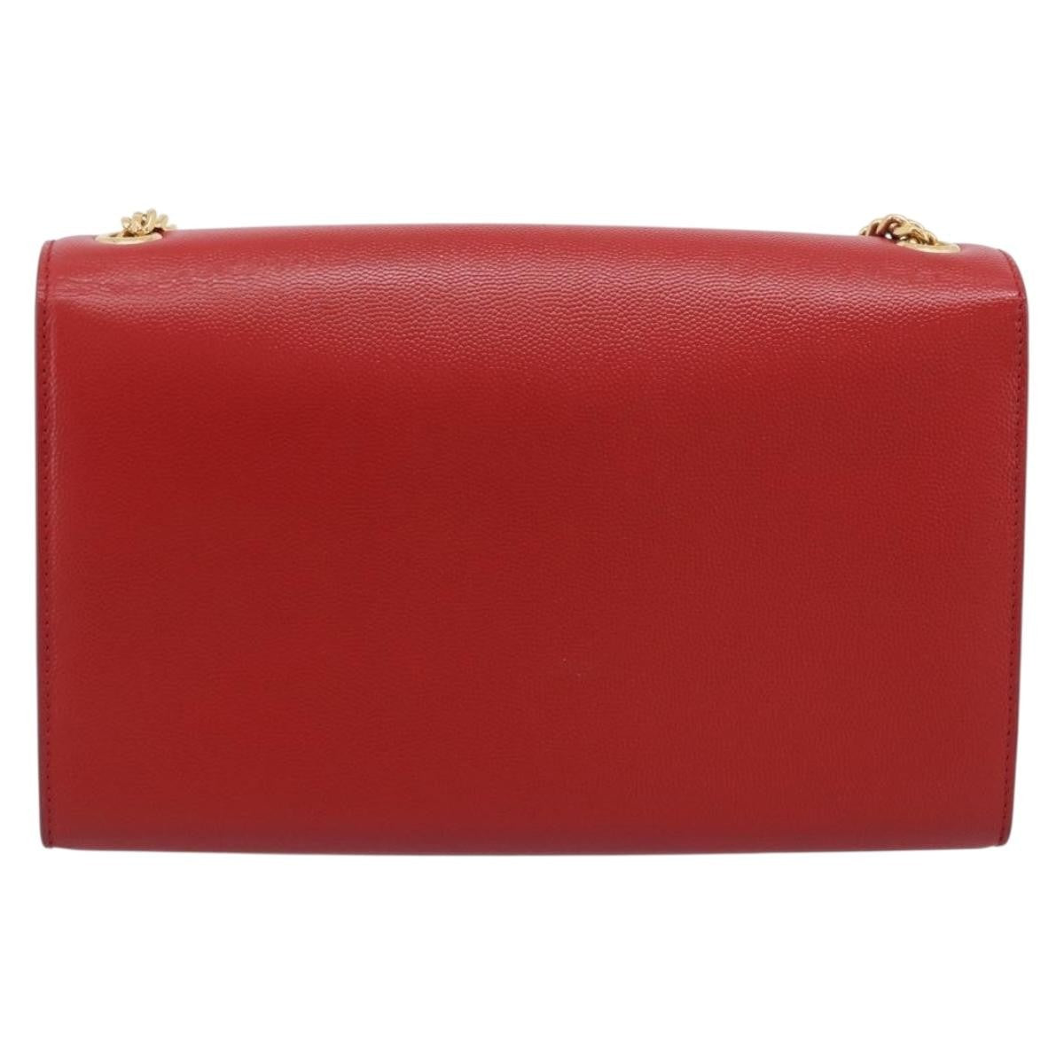 Saint Laurent Classic Monogram Flap Chain Leather Red Leather Crossbody Bag Bag (Pre-Owned)