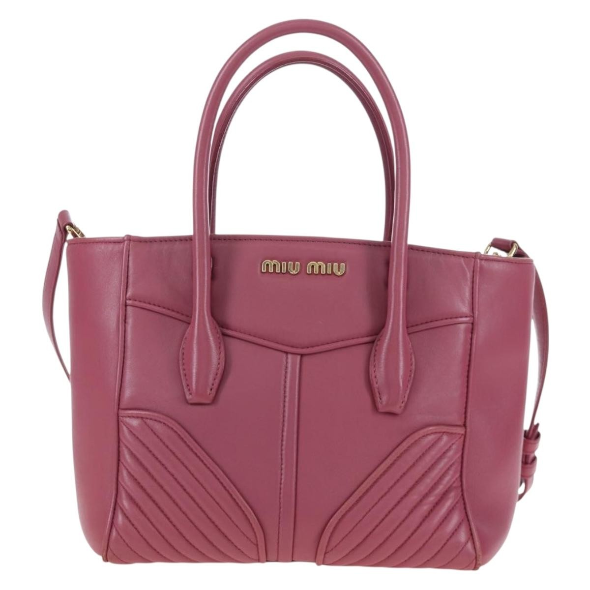Miu Miu Beau Top Handle Leather Pink Leather Handbag (Pre-Owned)