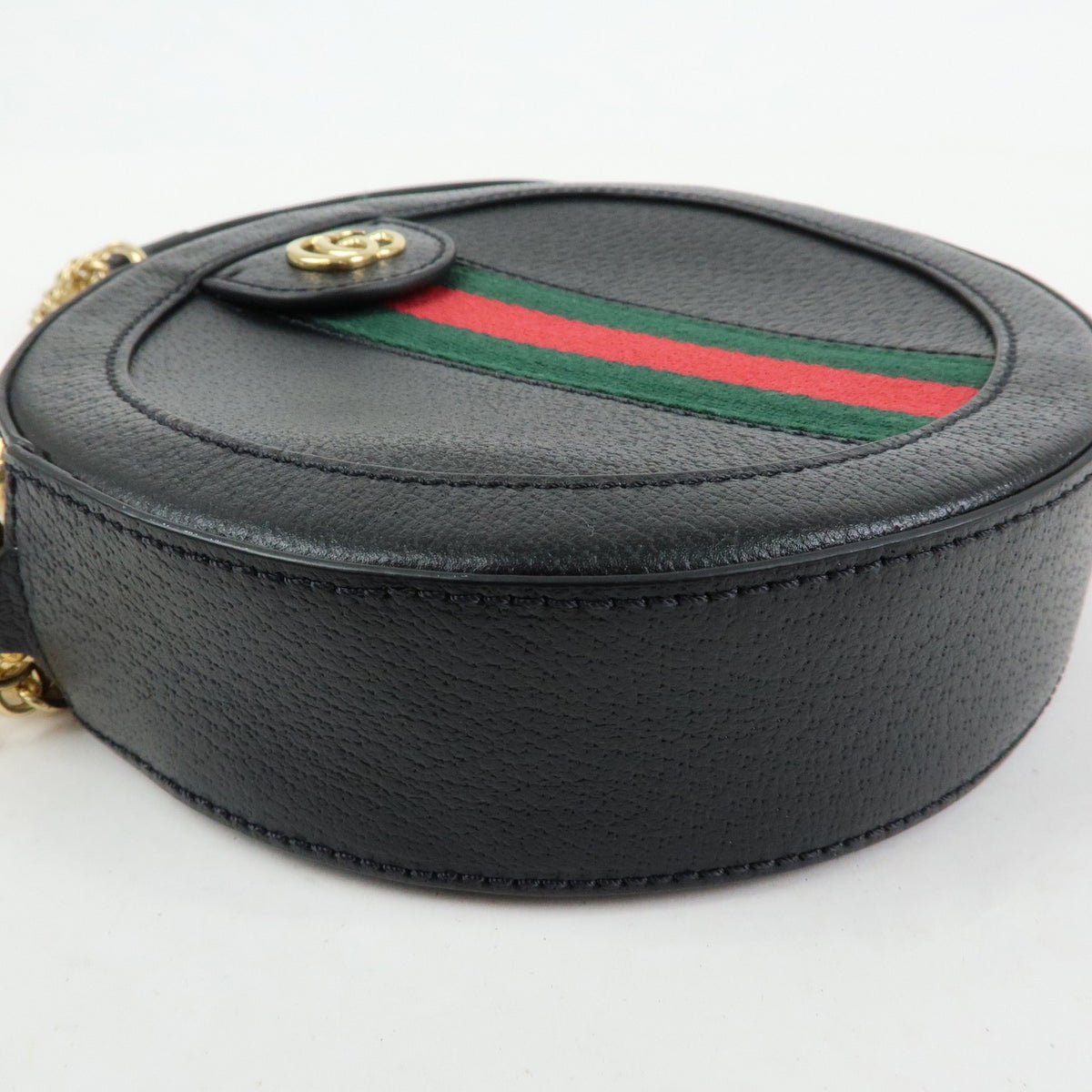 Gucci Ophidia Round Leather Black Leather Shoulder Bag Bag (Pre-Owned)