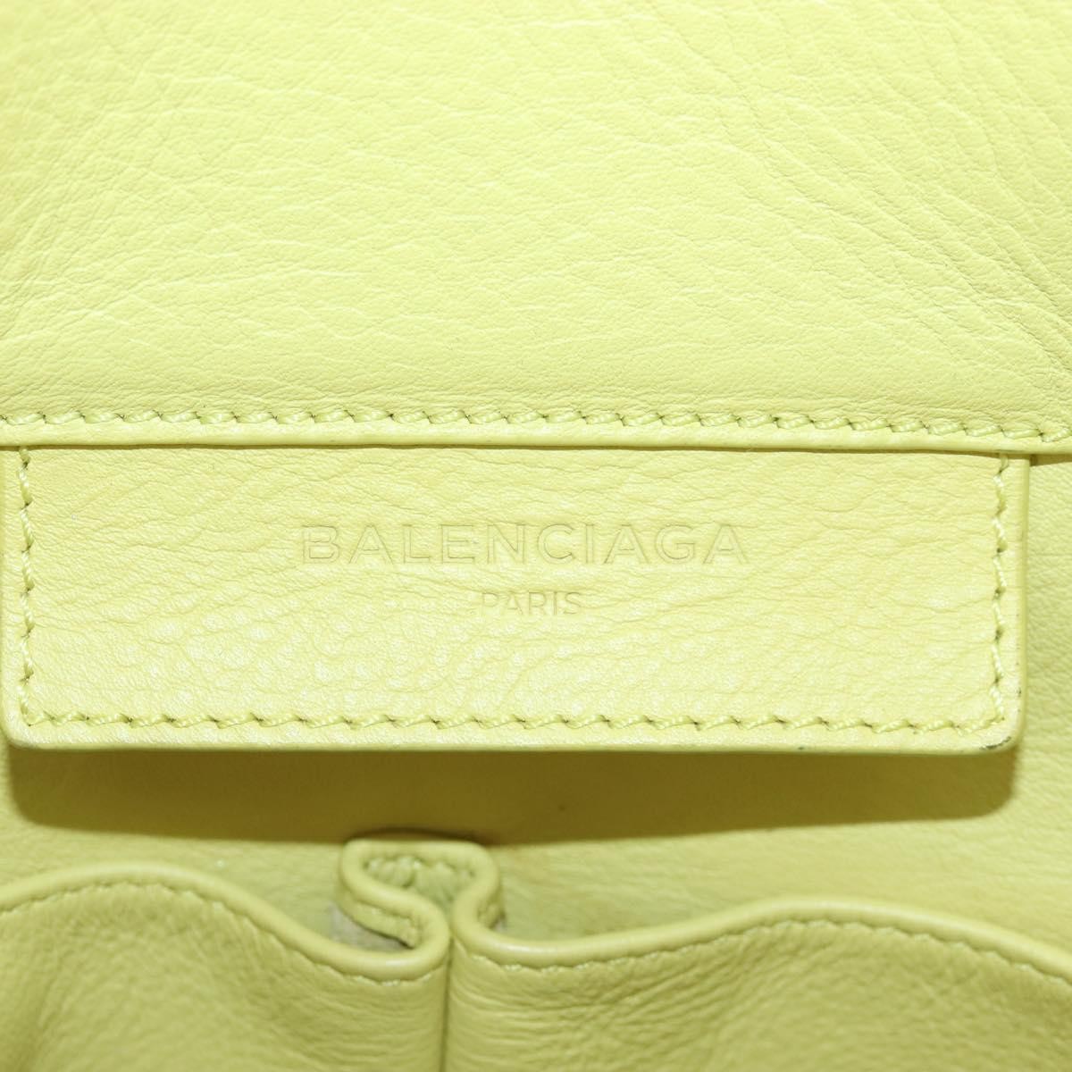 Balenciaga Papier A4 Zip Around Classic Studs Leather Yellow Leather Handbag (Pre-Owned)