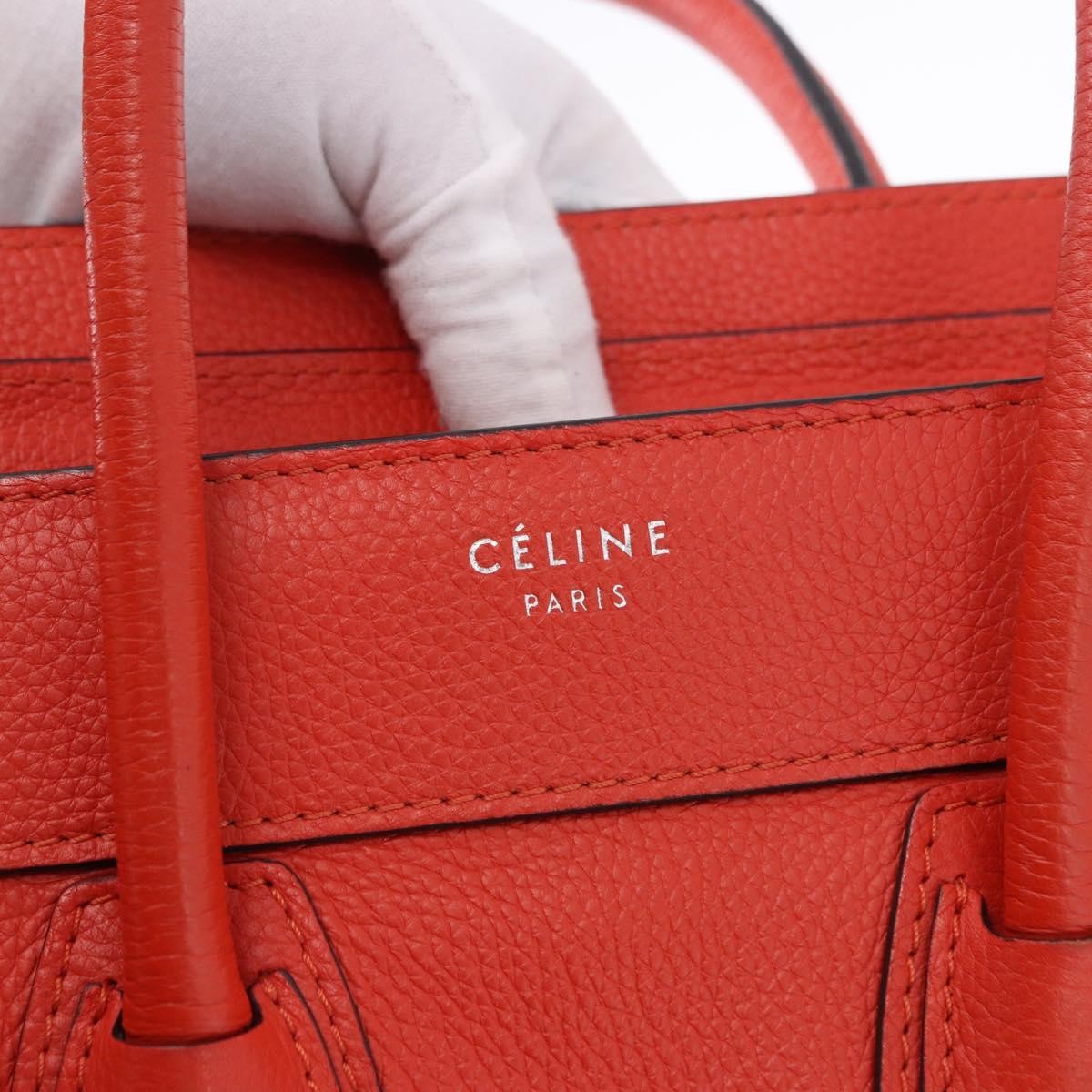 Celine Luggage Smooth Leather Red Leather Handbag (Pre-Owned)