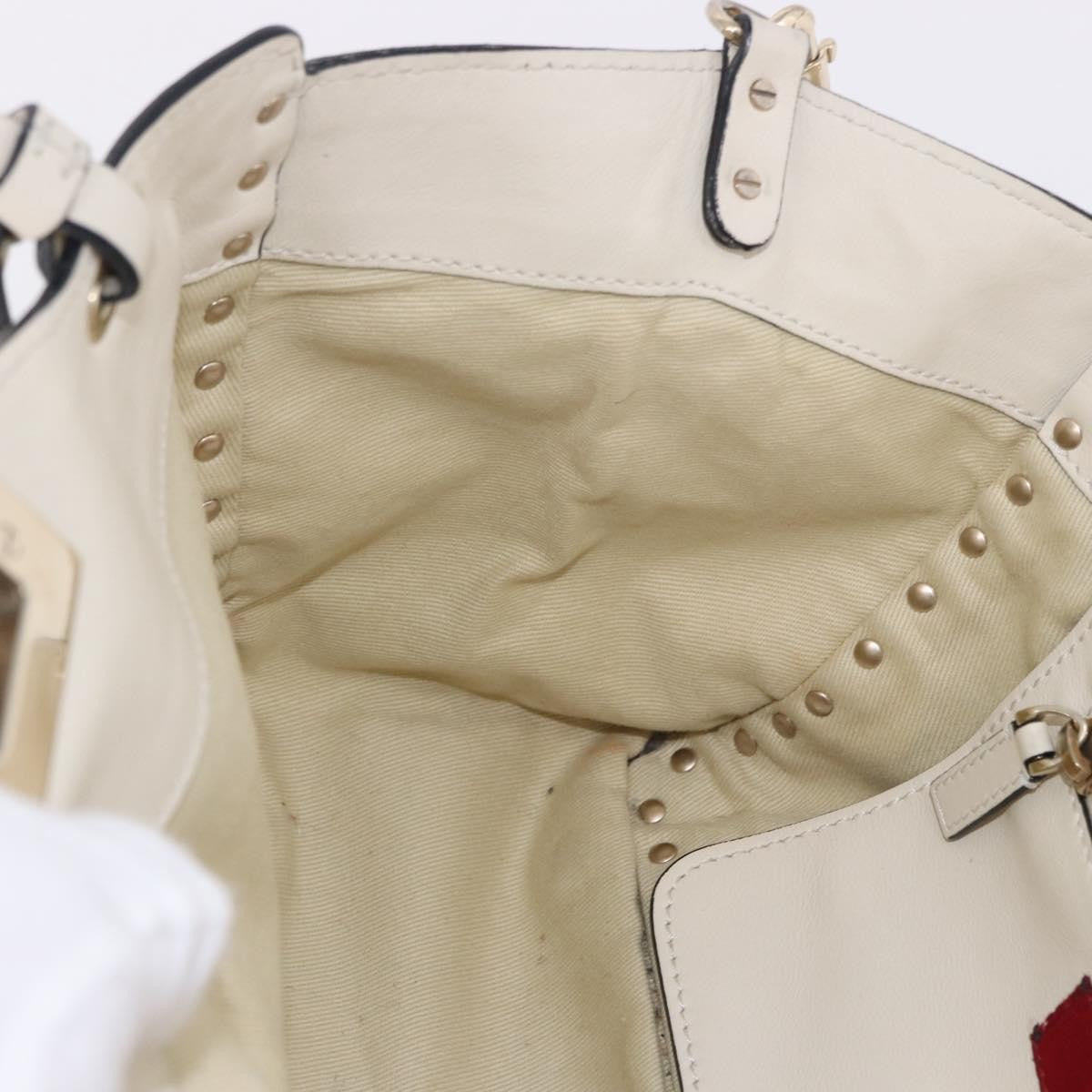 Valentino Garavani Rockstud Tote Soft Leather White Leather Tote Bag Bag (Pre-Owned)