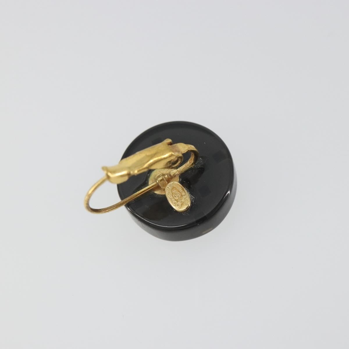 Chanel Cc Round Stud Metal And Resin Black Plastic Earrings Jewelry (Pre-Owned)