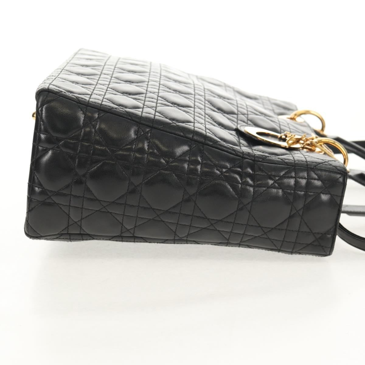 Christian Dior Lady Dior Leather Black Leather Handbag (Pre-Owned)