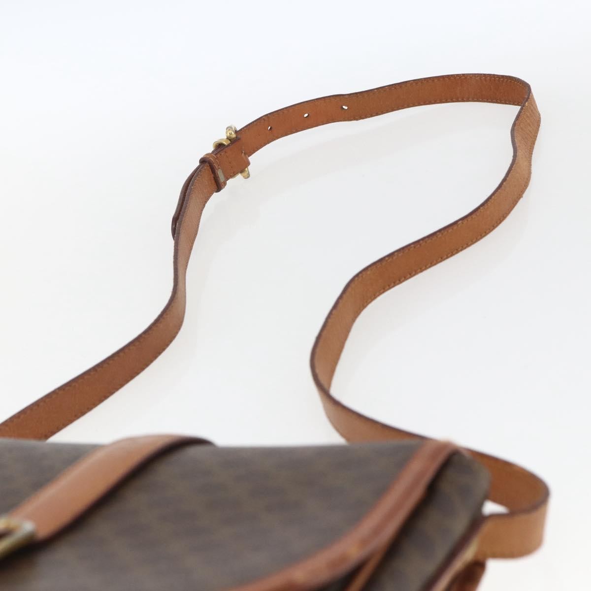 Celine Vintage Macadam Canvas And Leather Brown Canvas Shoulder Bag Bag (Pre-Owned)