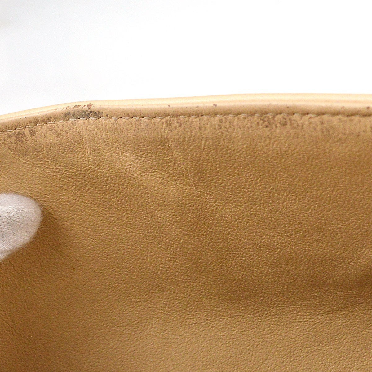 Chanel Vintage Classic Double Flap Quilted Lambskin Beige Leather Handbag (Pre-Owned)