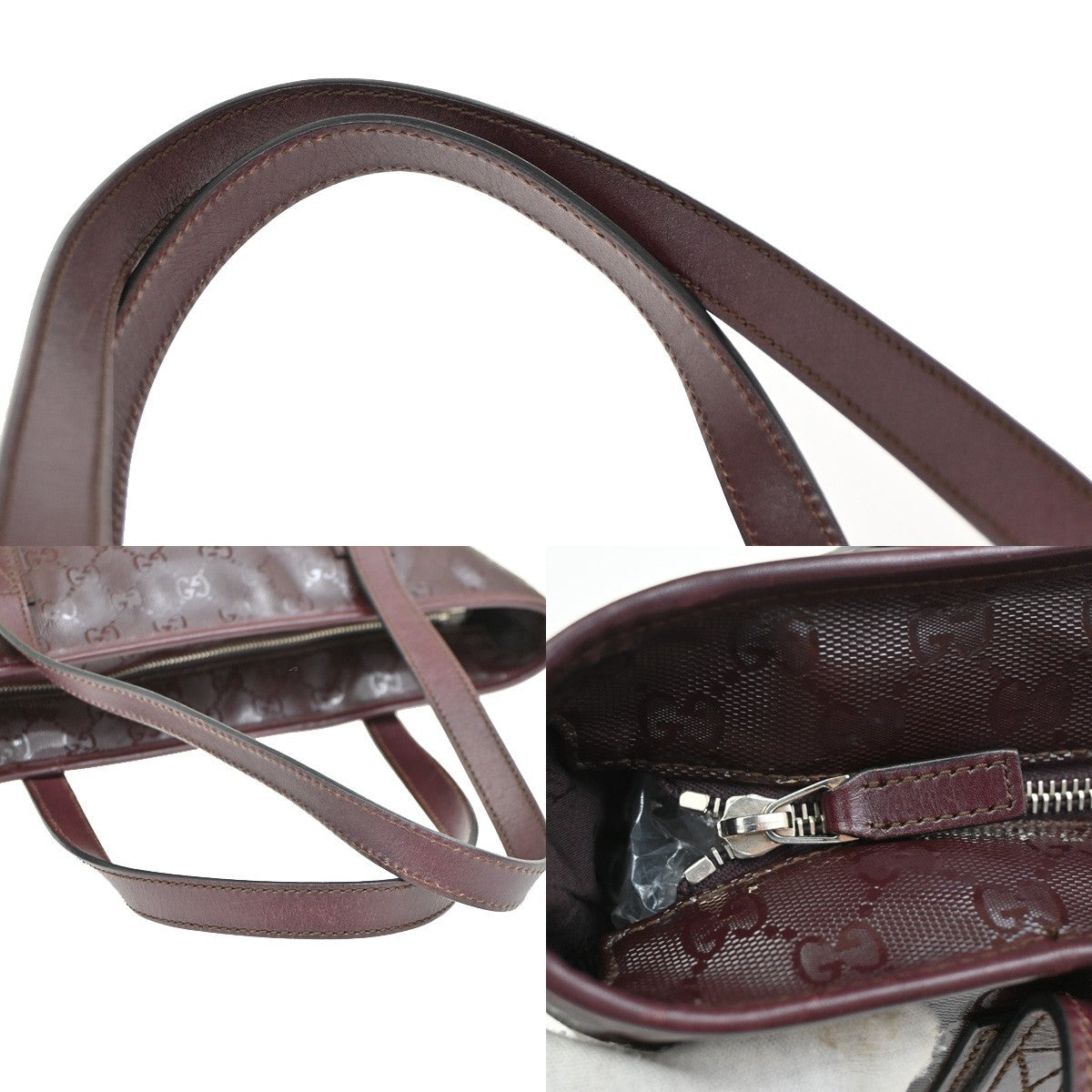 Gucci Plus Tote Gg Imprime Burgundy Pvc Shoulder Bag Bag (Pre-Owned)