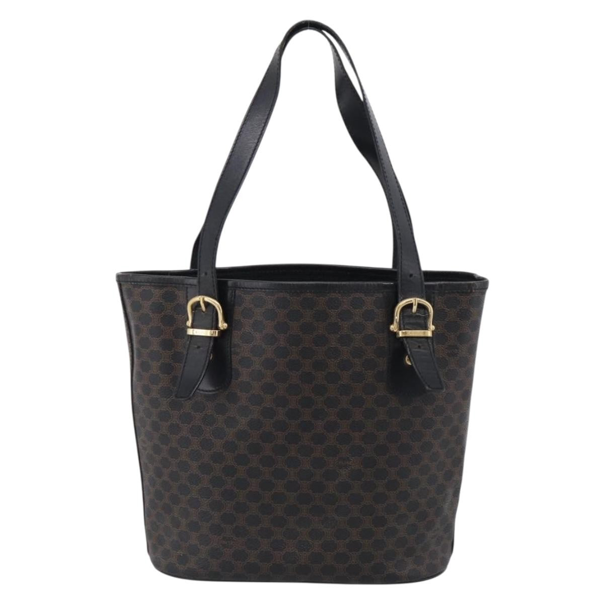 Celine C Macadam Tote Pvc Leather/ Macadam Canvas Black Canvas Shoulder Bag Bag (Pre-Owned)