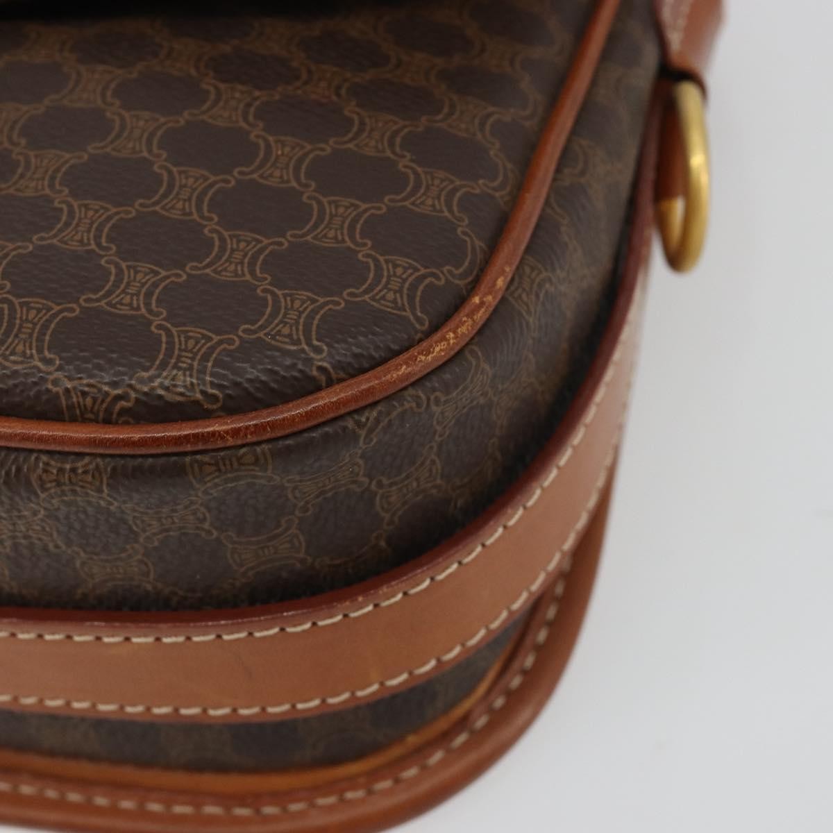 Celine Vintage Macadam Canvas And Leather Brown Canvas Shoulder Bag Bag (Pre-Owned)