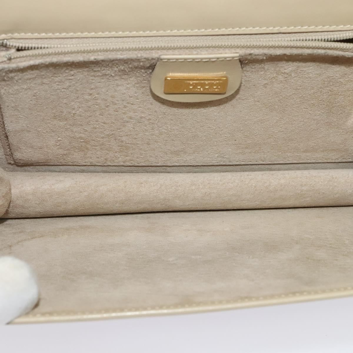Gucci Vintage Interlocking G Flap Leather Beige Leather Shoulder Bag Bag (Pre-Owned)