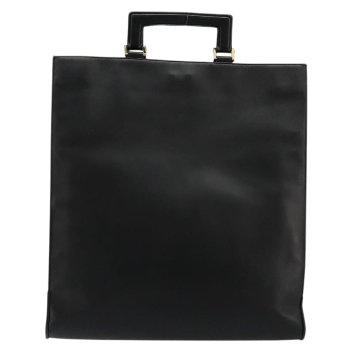 Gucci Vintage Tote Leather Black Leather Tote Bag Bag (Pre-Owned)