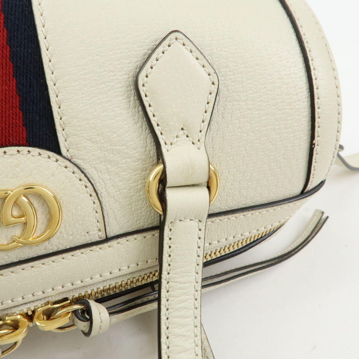 Gucci Ophidia Boston Leather White Leather Handbag (Pre-Owned)
