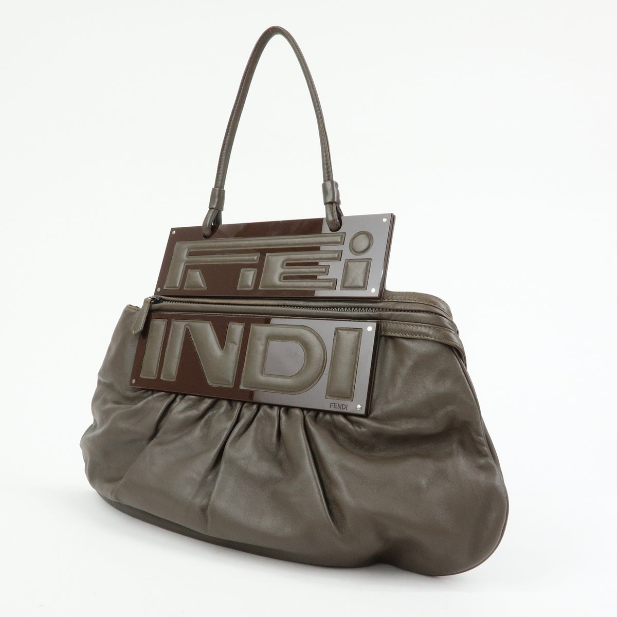 Fendi To You Snakeskin Brown Leather Handbag (Pre-Owned)