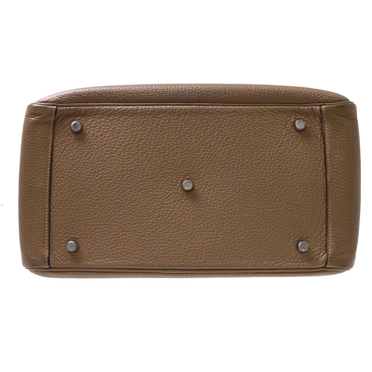 Hermes Lindy Clemence Gray Leather Handbag (Pre-Owned)