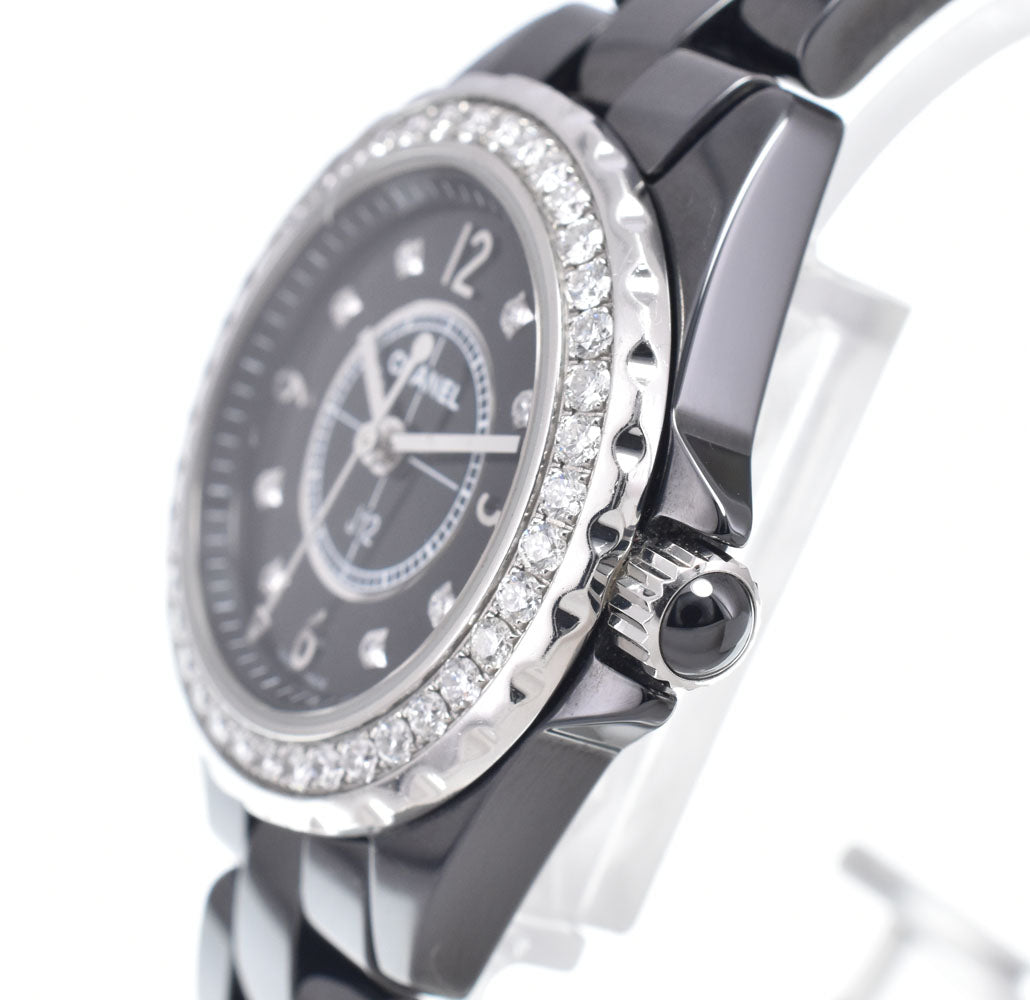 Chanel J12 Quartz Ceramic And Stainless Steel With Sapphire Bezel And Diamond Markers Watch (Pre-Owned)