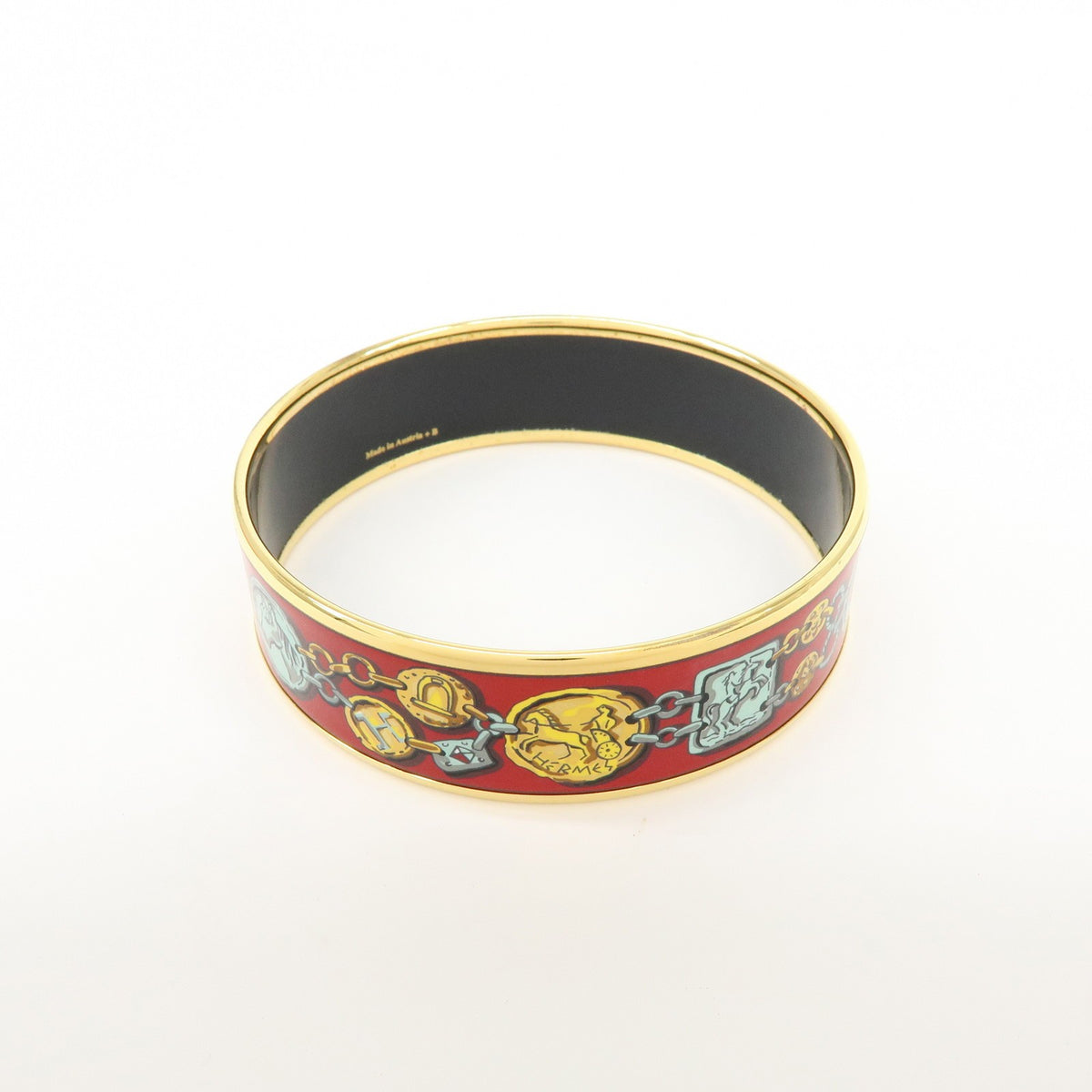 Hermes Bangle Printed Enamel Red Gold_Plated Bracelet Jewelry (Pre-Owned)