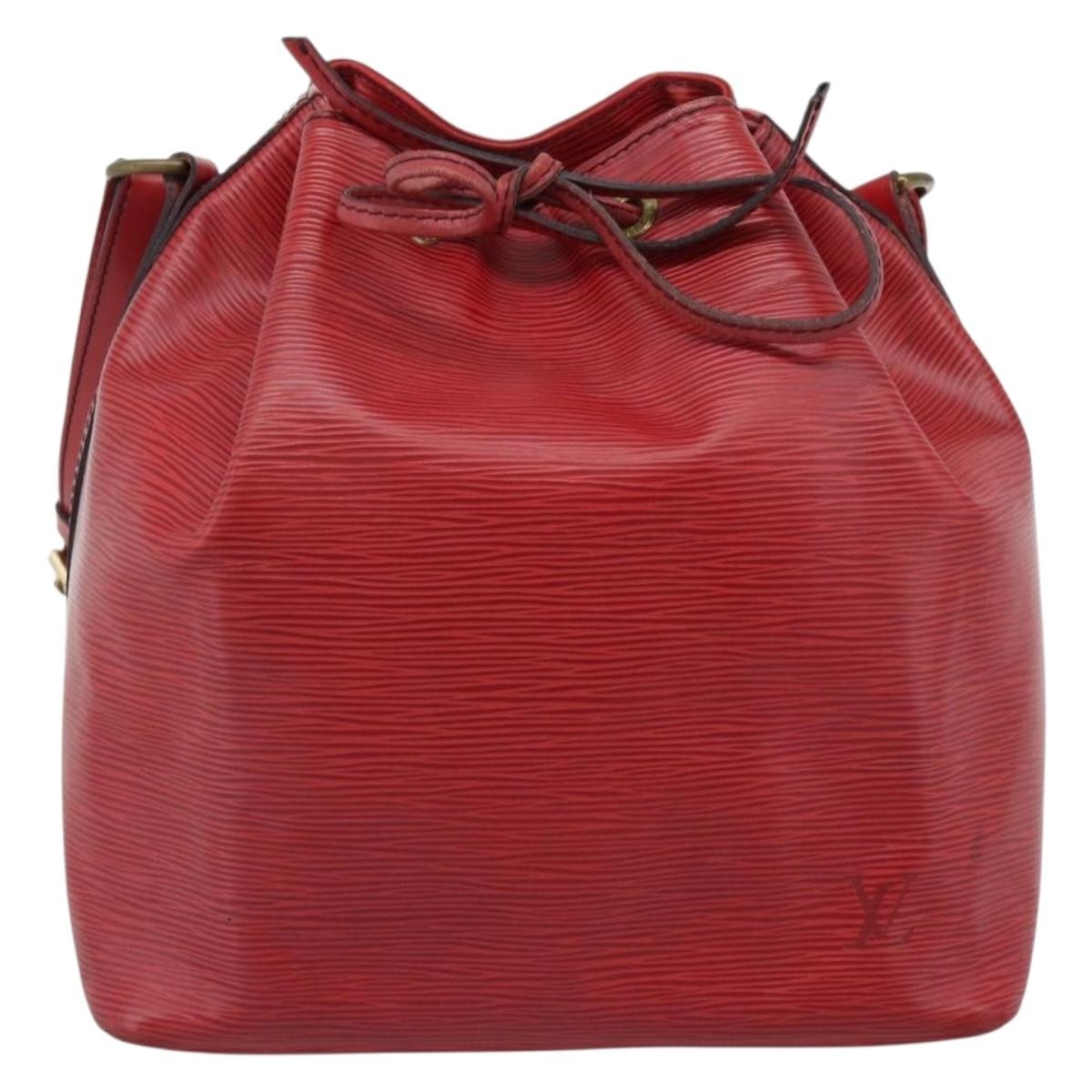 Louis Vuitton Petit Noe Monogram Canvas Red Leather Shoulder Bag Bag (Pre-Owned)