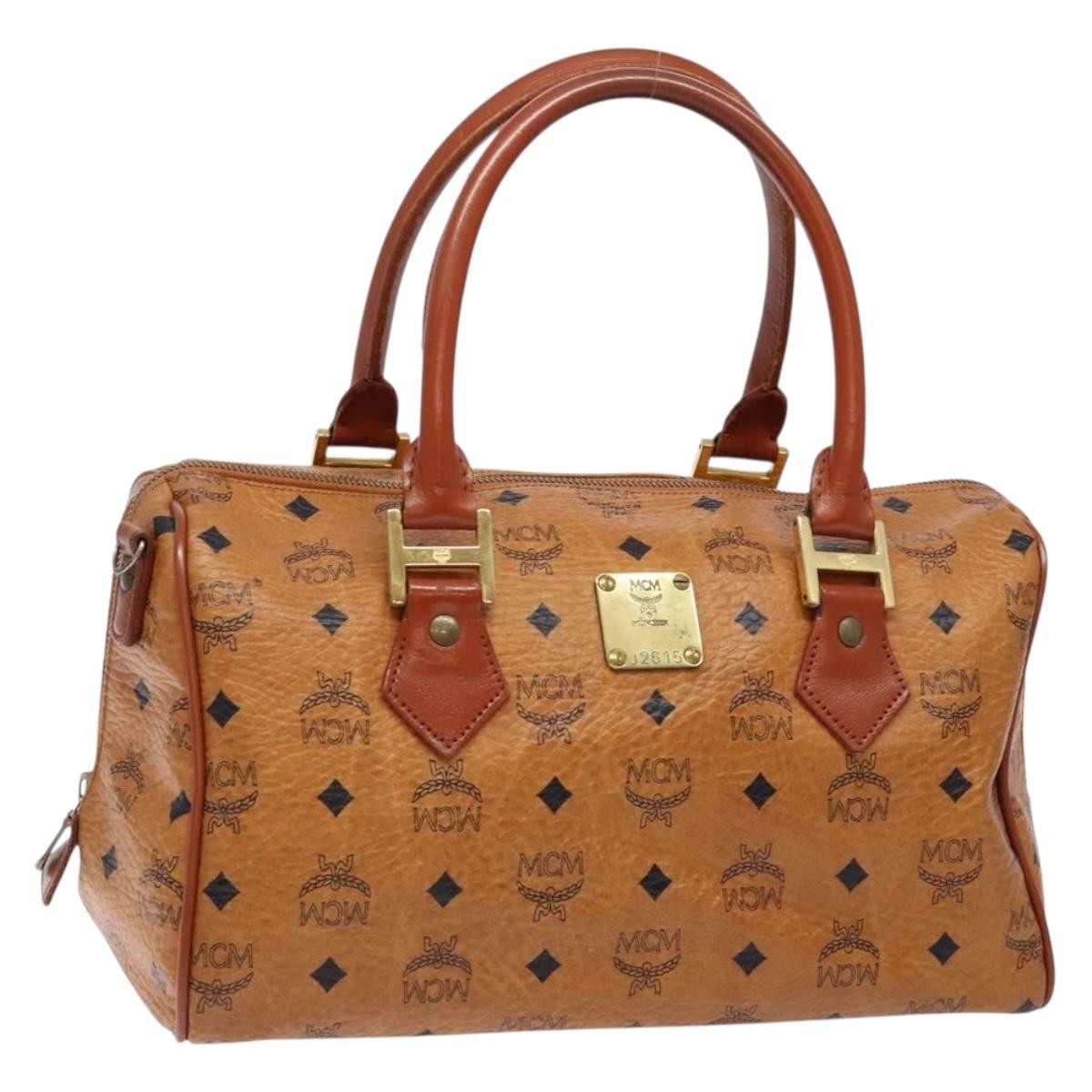 MCM Visetos Logogramme Leather Brown Leather Handbag (Pre-Owned)