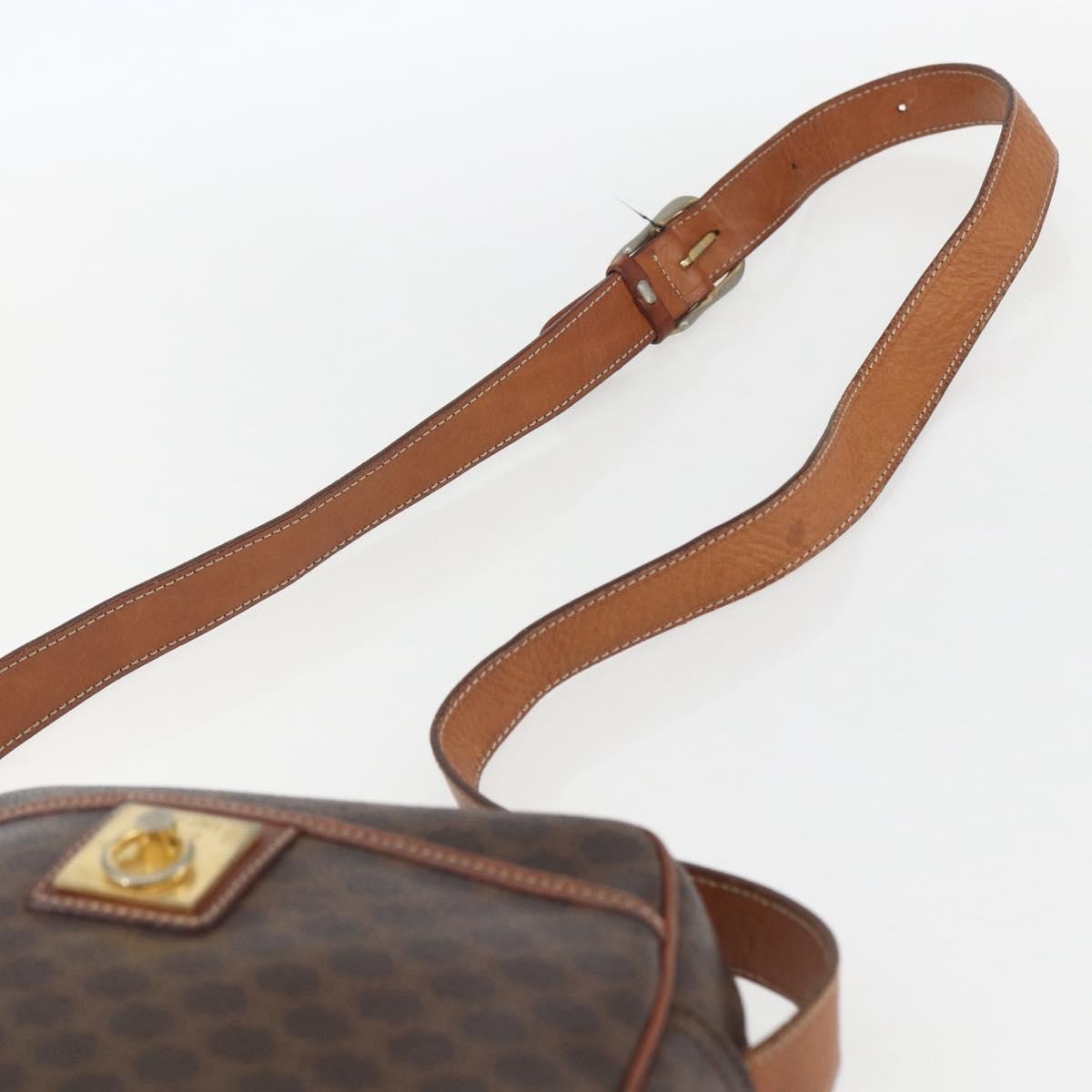 Celine Vintage Macadam Canvas And Leather Brown Canvas Shoulder Bag Bag (Pre-Owned)