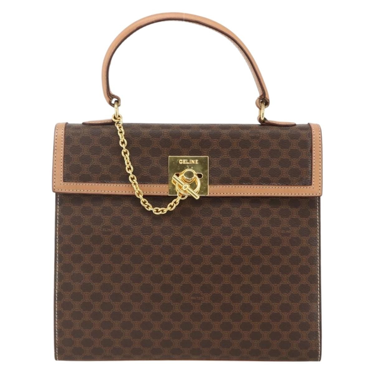 Celine Vintage Handbag Toile Céline Brown Canvas Handbag (Pre-Owned)