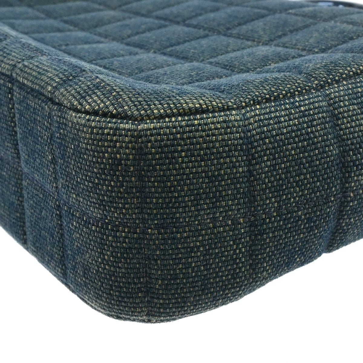 Chanel Chocolate Bar Mademoiselle Top Handle Quilted Denim Blue Denim_Jeans Handbag (Pre-Owned)