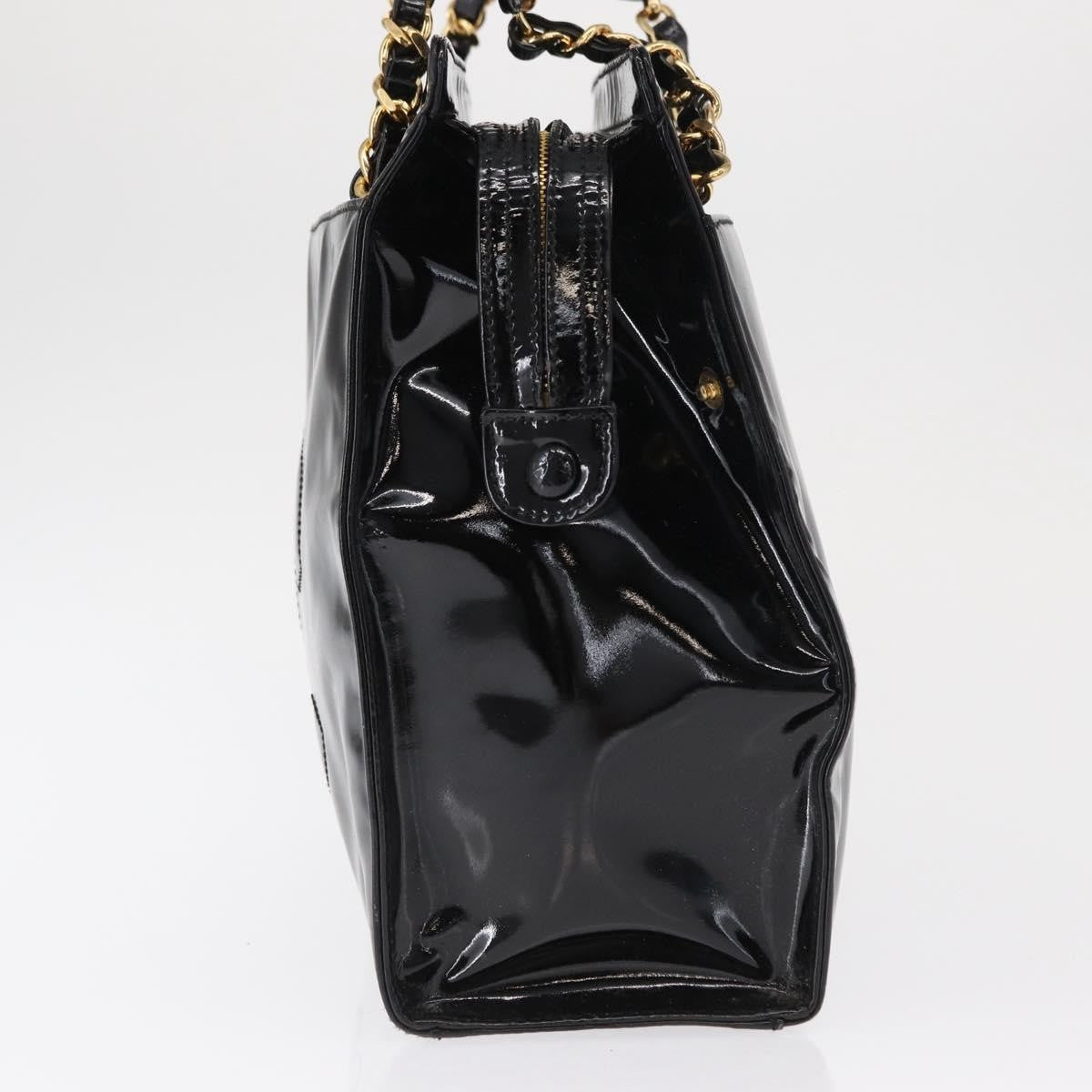 Chanel Vintage Timeless Chain Patent Black Patent_Leather Shoulder Bag Bag (Pre-Owned)