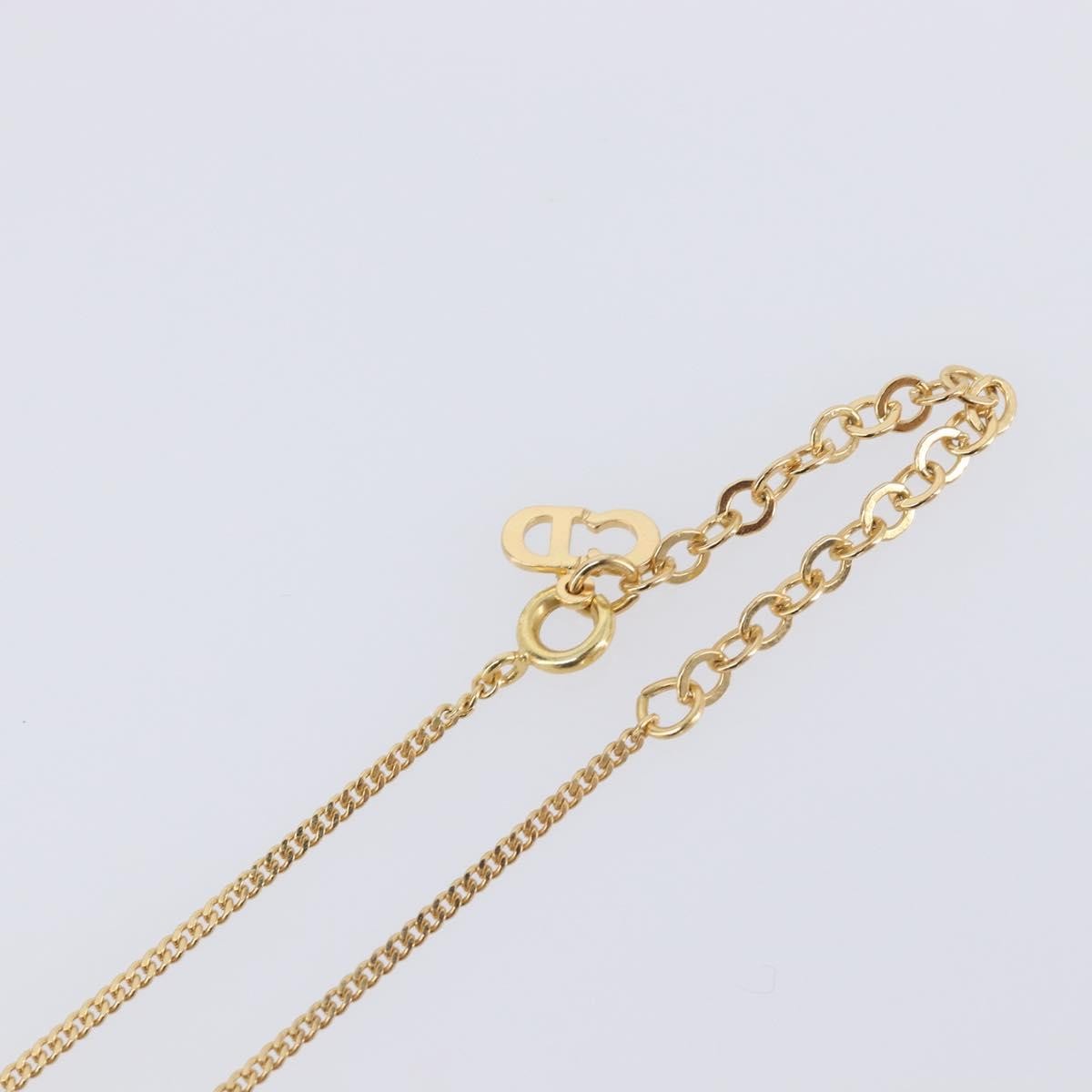 Christian Dior Cd Long Metal With Beads Gold Metal Necklace Jewelry (Pre-Owned)