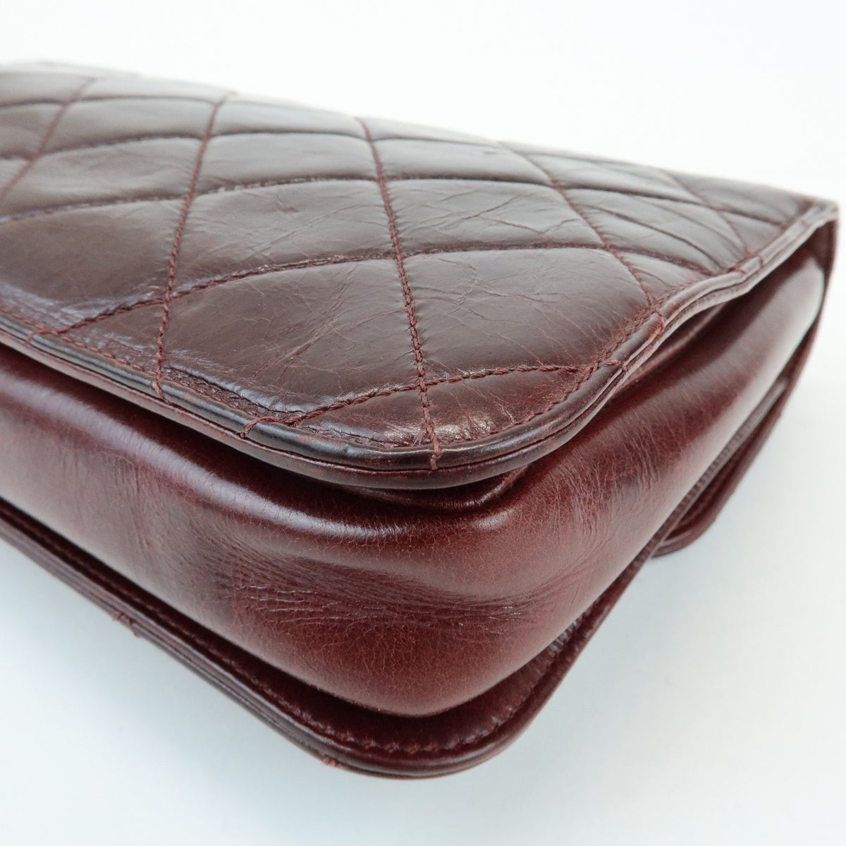 Chanel Perfect Edge Flap Quilted Glazed Calfskin Burgundy Leather Handbag (Pre-Owned)